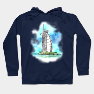 Burj Al Arab - Watercolor wash drawing Hoodie